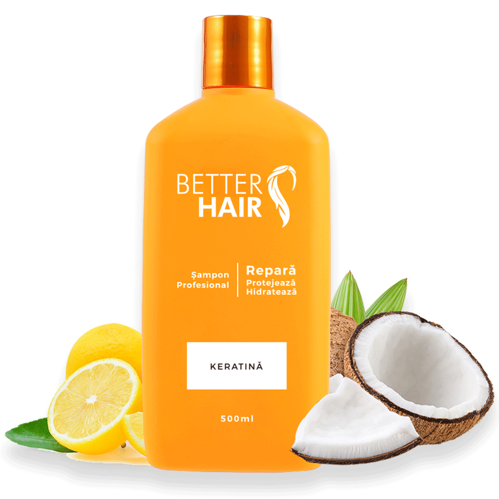 Șampon cu Keratină Extract de Guar Acid Citric și Ulei de Cocos BetterHair